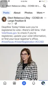 Elect Rebecca Lilley - Facebook Posts, Call to Action